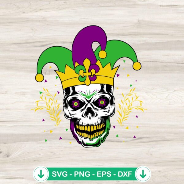 Mardi Gras Skull SVG file for Cricut cutting machine