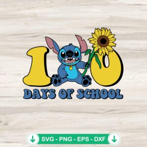 Stitch Holding Sunflower SVG file for 100 Days of School
