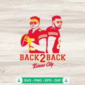Mahomes And Travis Kelce back to back SVG file for sports crafts.