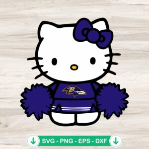 Hello Kitty Baltimore Ravens SVG file for crafting