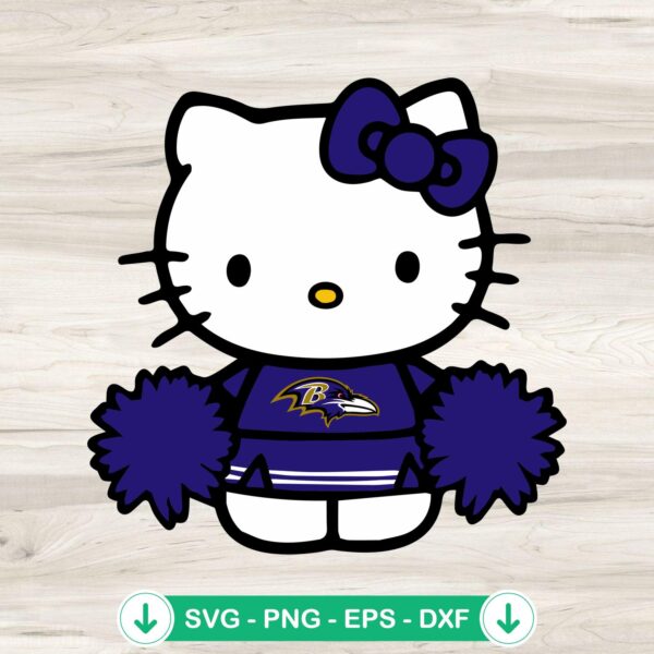Hello Kitty Baltimore Ravens SVG file for crafting