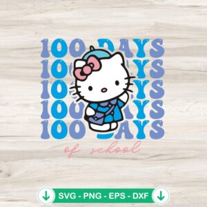 Kitty 100 Days Of School SVG file for Cricut cutting
