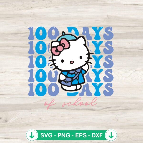 Kitty 100 Days Of School SVG file for Cricut cutting