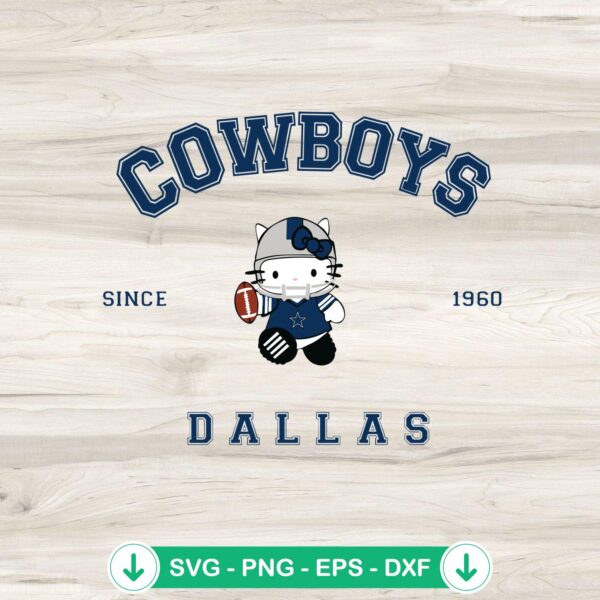 Hello Kitty Dallas Cowboys SVG file, cutting file for Cricut