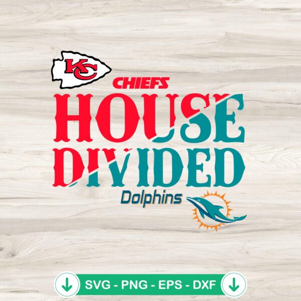 KC Chiefs House Divided Dolphins SVG file for cutting