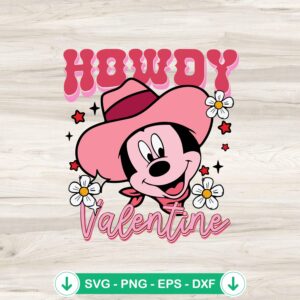 Mickey Cowboy Howdy Valentine svg file for cricut cutting