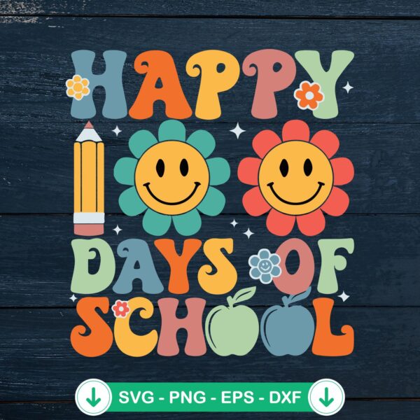 Happy 100 Days of School vintage flowers SVG file for Cricut