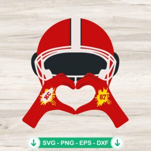 Travis Kelce 87 KC Chiefs Heart Hand SVG file for cutting