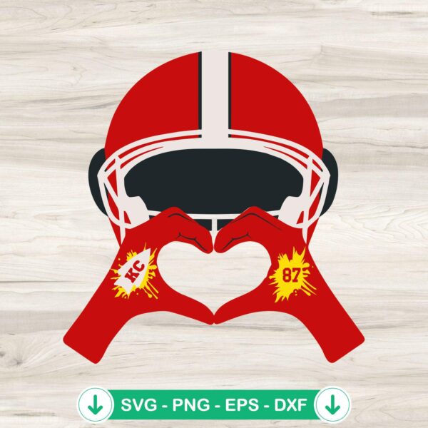 Travis Kelce 87 KC Chiefs Heart Hand SVG file for cutting