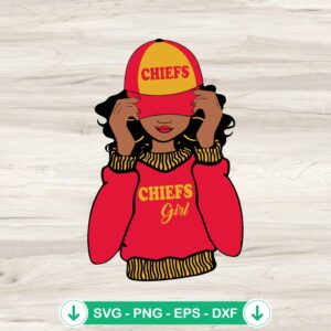 Chiefs Girl Black woman SVG for KC Chiefs fans, cutting file.