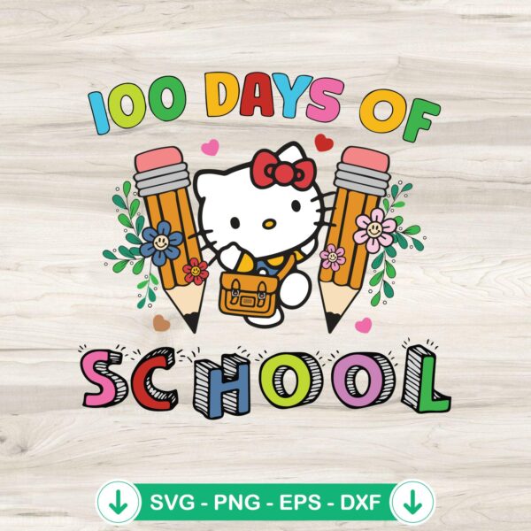 100 Days Of School Floral Hello Kitty svg file for cricut