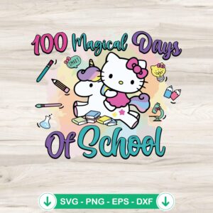 100 Magical Days Hello Kitty Unicorn SVG file for cutting