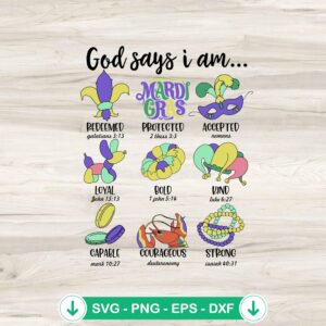 God Say I Am Mardi Gras SVG file - retro cricut cut file
