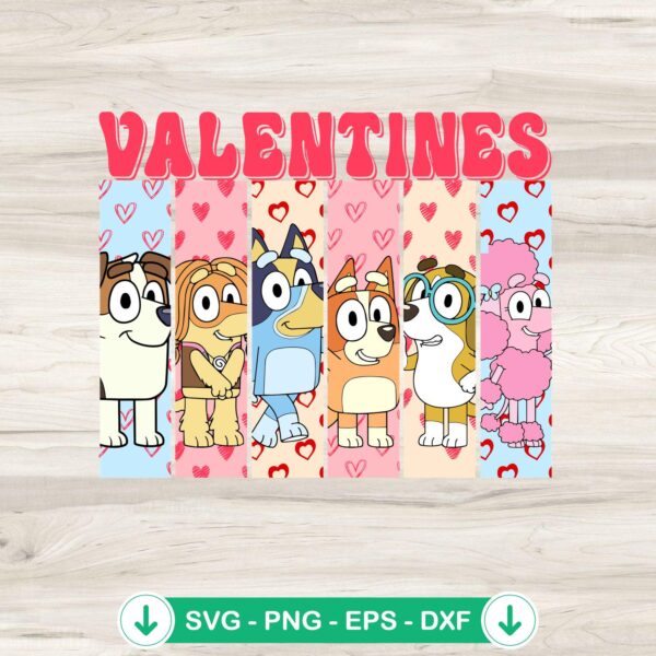 Vintage Bluey Valentines Hearts SVG file for Cricut cutting machine