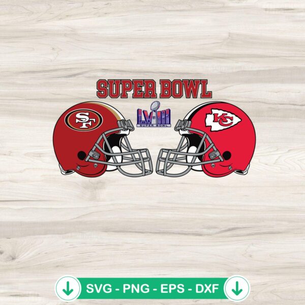 Super Bowl LVIII Chiefs Vs 49ers Helmet SVG file for cutting machine