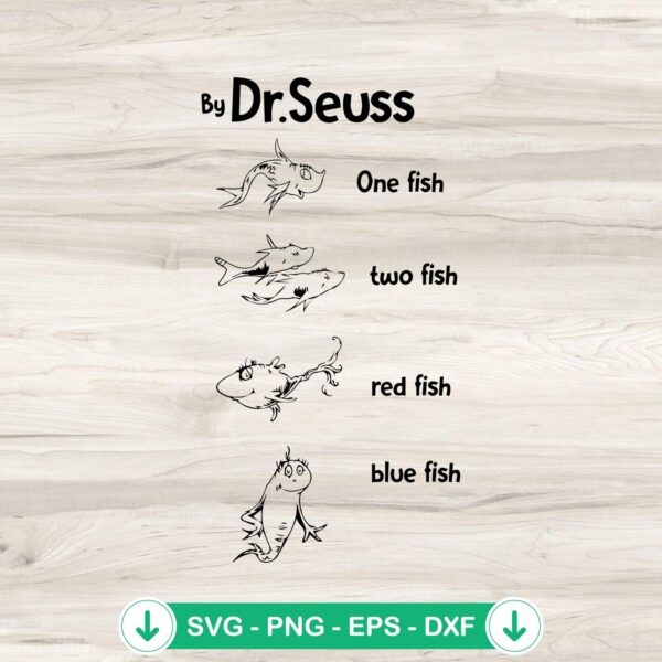 Dr Seuss One Fish Two Fish SVG file for Cricut cutting