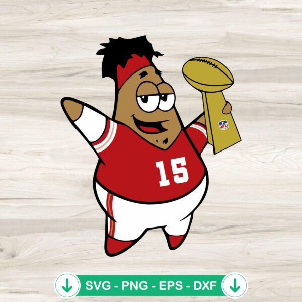 Patrick Star Mahomes Super Bowl cup SVG file for Cricut