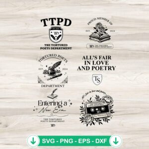 The Tortured Poets Department SVG file for Cricut cutting machine