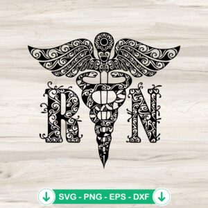 RN nurse logo mandala svg file - cricut svg cutting file
