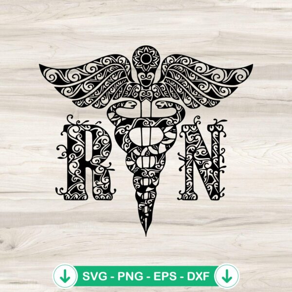 RN nurse logo mandala svg file - cricut svg cutting file