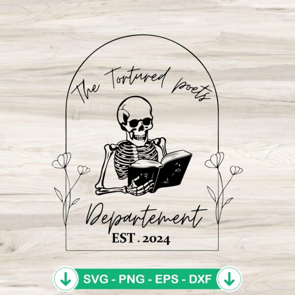 Tortured Poets Department Skull SVG file for Cricut