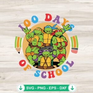 Ninja Turtle 100 Days Of School SVG file for cutting machine