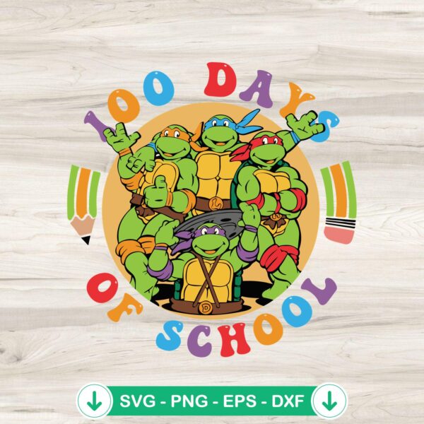 Ninja Turtle 100 Days Of School SVG file for cutting machine