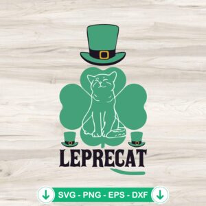 Leprecat Patrick's Day SVG file, cricut cut file for St. Patrick's Day
