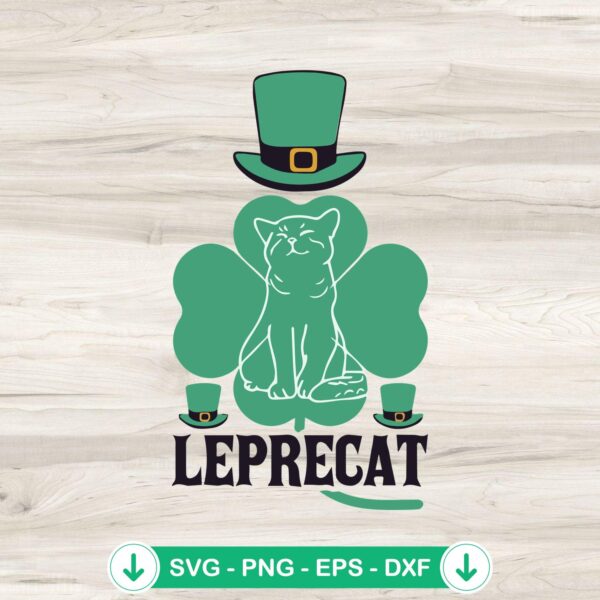 Leprecat Patrick's Day SVG file, cricut cut file for St. Patrick's Day