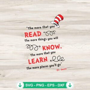 Dr Seuss SVG file - Read More Quote cutting file
