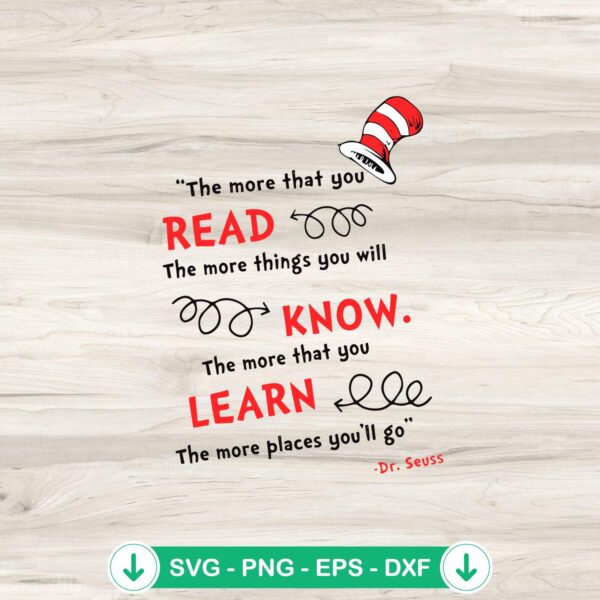 Dr Seuss SVG file - Read More Quote cutting file