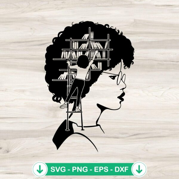 Black Girl Library SVG file for Cricut cutting machine