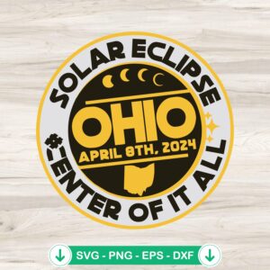 Solar Eclipse 2024 Ohio SVG file for cricut cutting machine