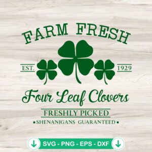 Farm Fresh Four Leaf Clovers SVG cut file for Cricut