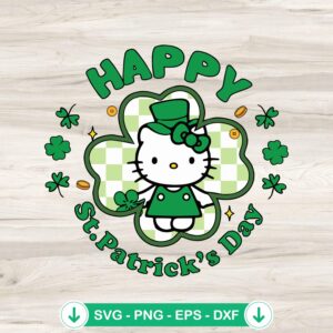 Hello Kitty Happy St Patrick's Day SVG file for cutting machines