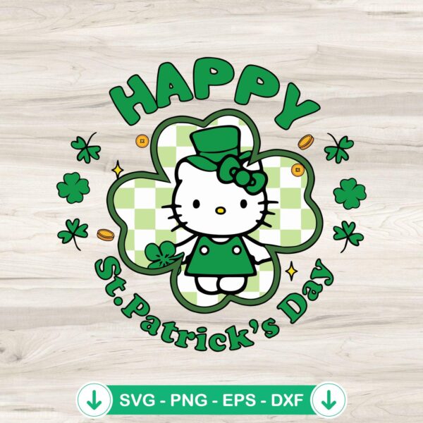 Hello Kitty Happy St Patrick's Day SVG file for cutting machines