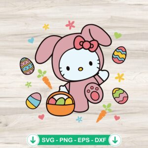 Hello Kitty Bunny Easter Day SVG file for cricut cutting machine