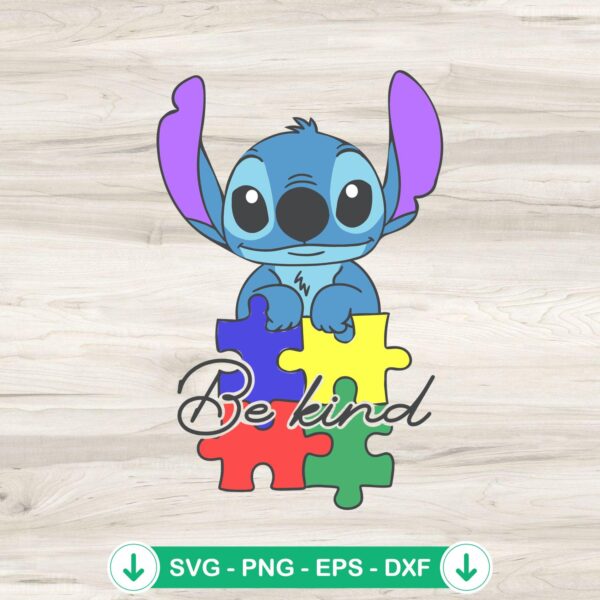 Stitch Bekind Autism Puzzle Piece SVG file for cutting machines
