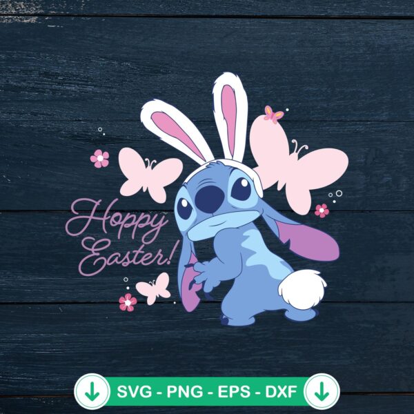 Stitch Bunny Ear Happy Easter SVG file for cutting machine