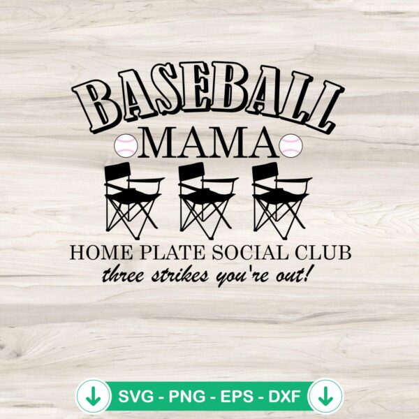 Baseball Mama Home Plate Social Club SVG file for cricut