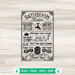 Funny Bathroom Rules SVG file for cricut cutting machine