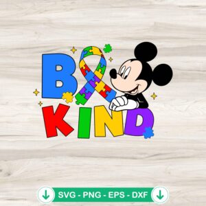 Mickey Mouse Be Kind Autism Awareness SVG file for cutting machines