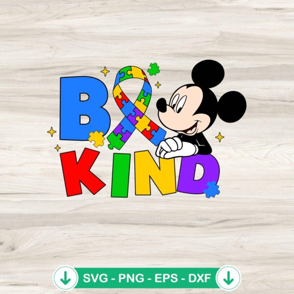 Mickey Mouse Be Kind Autism Awareness SVG file for cutting machines
