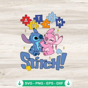 Stitch And Angel Autism Awareness svg file cutting file