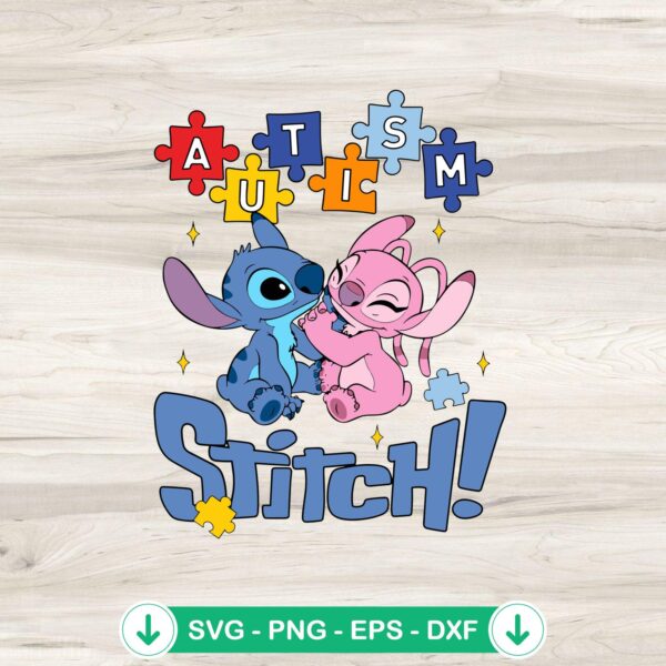 Stitch And Angel Autism Awareness svg file cutting file