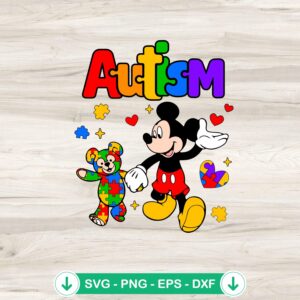 Mickey Teddy Bear Autism Awareness SVG file, cricut svg cut file