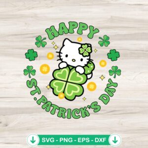 Hello Kitty Happy Patricks Day SVG cut file for Cricut