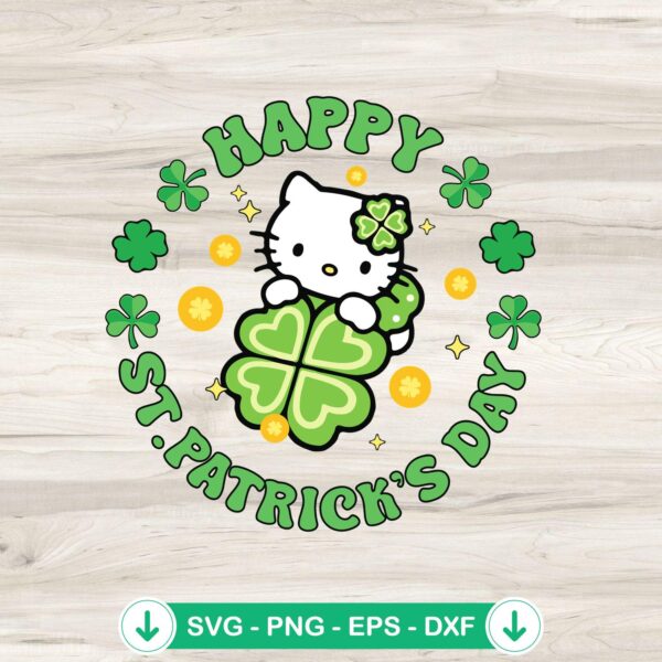 Hello Kitty Happy Patricks Day SVG cut file for Cricut