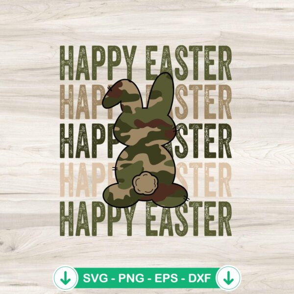 Camo Bunny Happy Easter SVG file for Cricut cutting machine