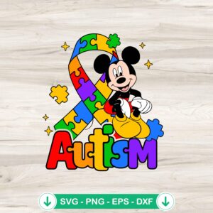 Mickey Mouse Autism Awareness Ribbon svg file for cutting machine